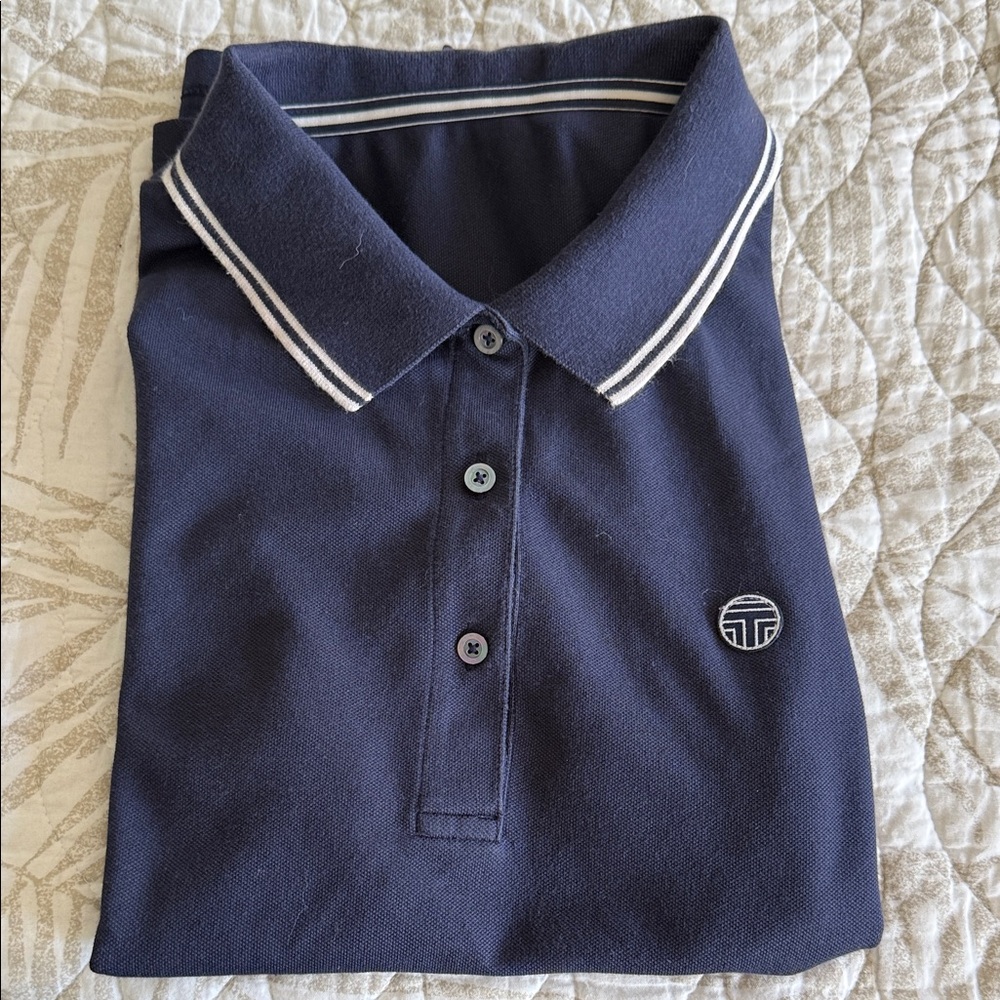 Tory Burch Navy Polo Shirt with White Trim - Picture 2 of 6